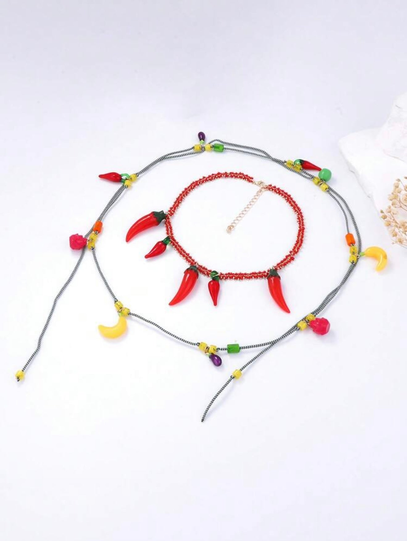 CASUAL EXAGGERATED CHAIN CHILI PENDANT NECKLACE