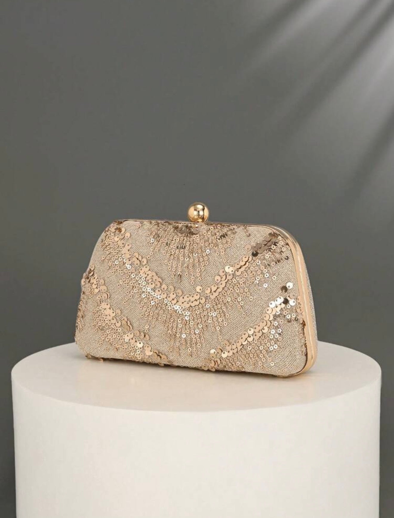 VINTAGE SHINY SEQUINED EMBROIDERED EVENING CLUTCH
