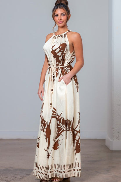 ROUND NECK BEADED DETAIL JUMPSUIT