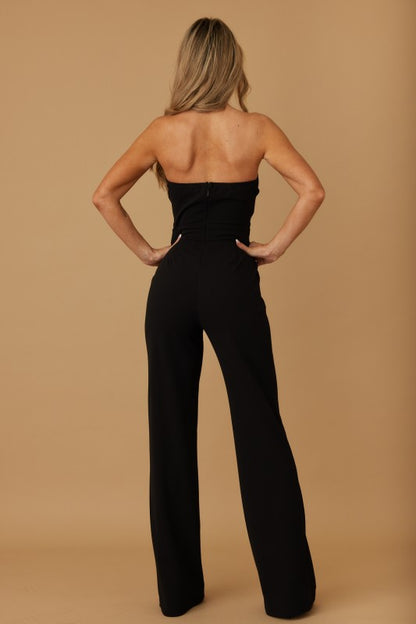 WIDE WAISTBAND STRAPLESS JUMPSUIT
