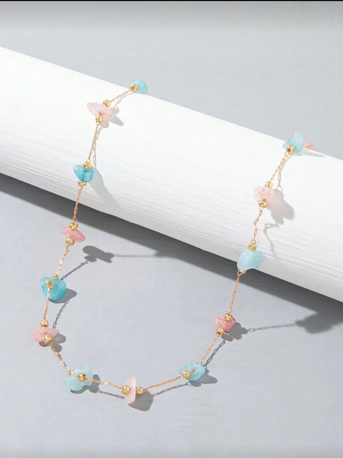 ASYMMETRICAL SHAPED HANDMADE STONE NECKLACE