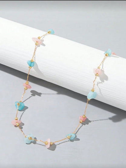 ASYMMETRICAL SHAPED HANDMADE STONE NECKLACE