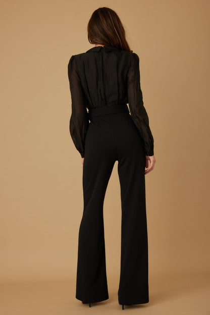 SILKY LOOSE PEARL STONE JUMPSUIT