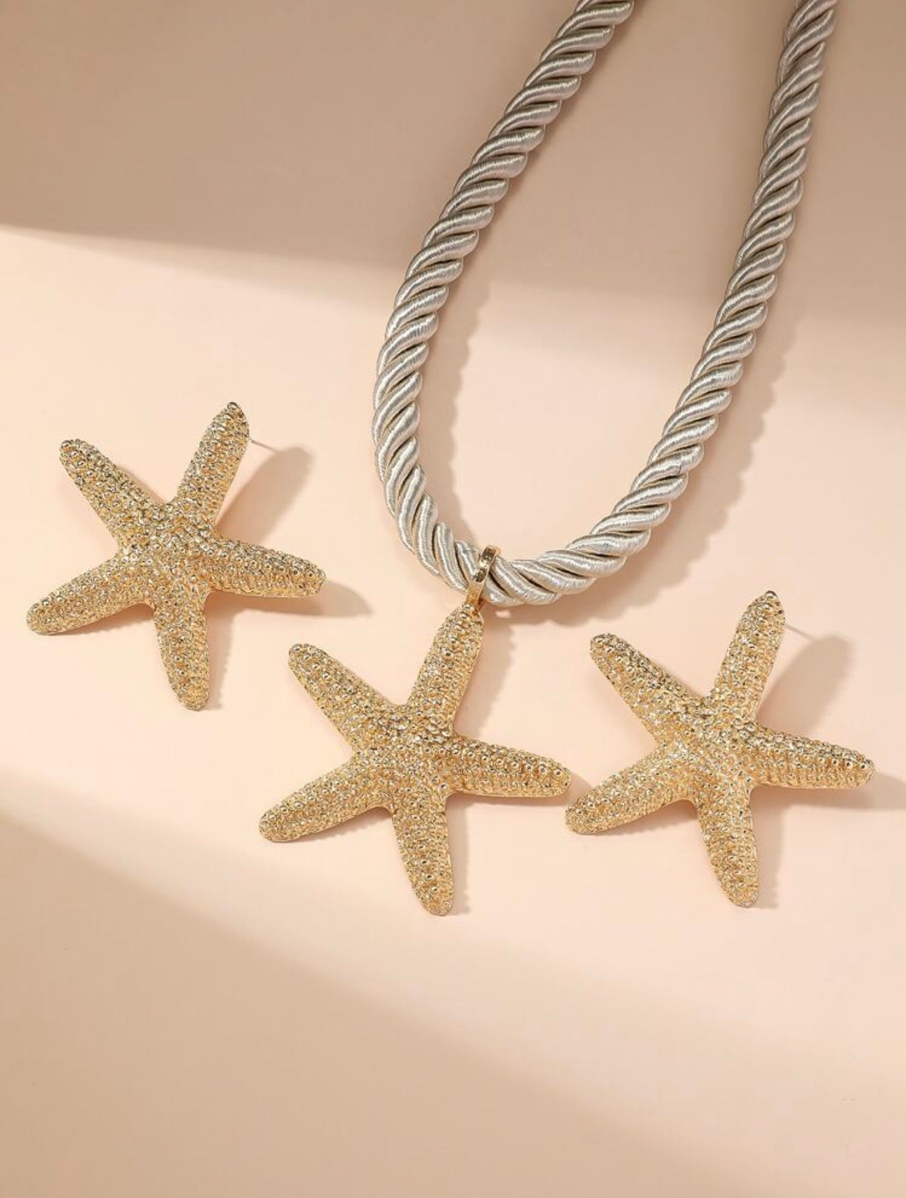 3 PCS STARFISH PENDANT NECKLACE & EARRINGS SET