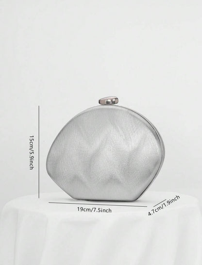 RIPPLE DESING BOX SHAPED EVENING CLUTCH BAG