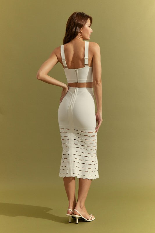 Bandage Sleeveless Crop Top And  Midi Skirt With Cutout