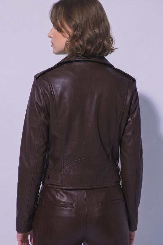 FITTED FAUX LEATHER JACKET