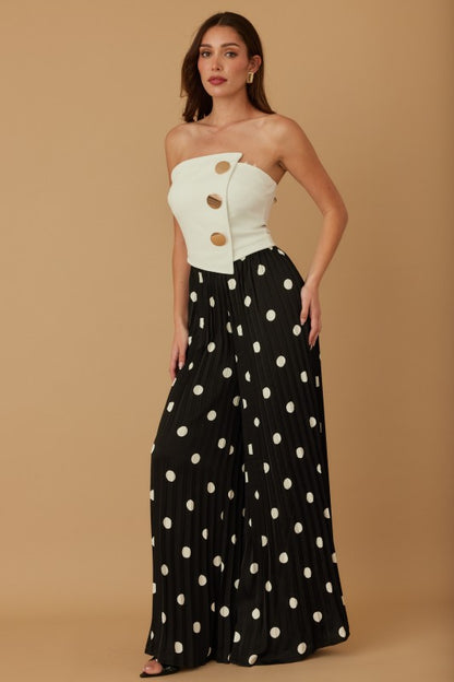 POLKA DOT WIDE LEG JUMPSUIT
