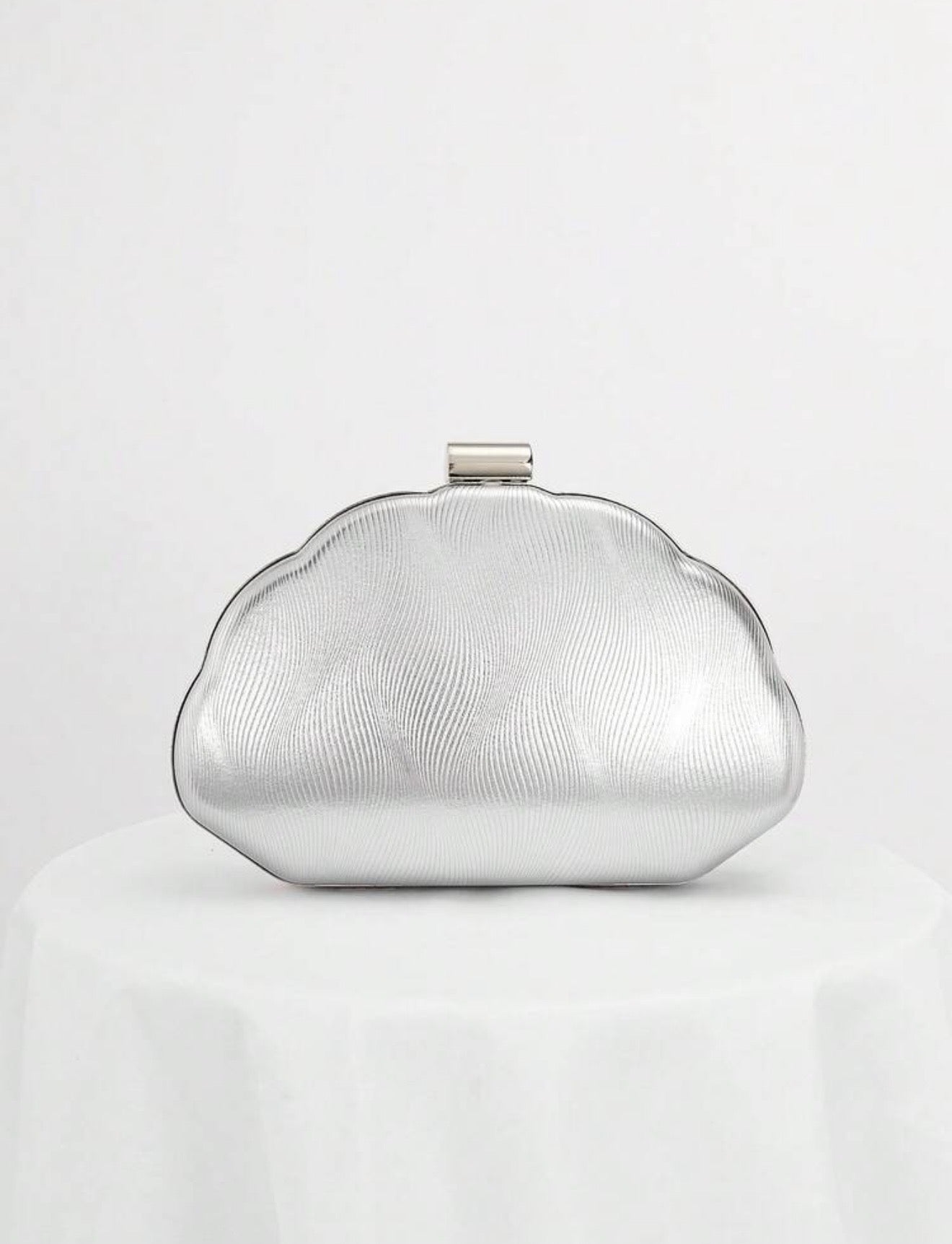SEASHELL PU LEATHER BOX SHAPED EVENING CLUTCH BAG