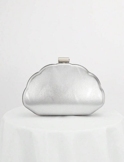 SEASHELL PU LEATHER BOX SHAPED EVENING CLUTCH BAG