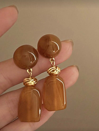 VINTAGE MARBLE ASYMMETRICAL EARRINGS