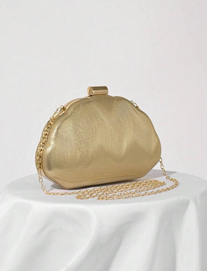 SEASHELL PU LEATHER BOX SHAPED EVENING CLUTCH BAG