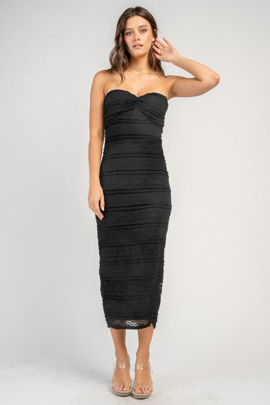 3D NOVELTY KNIT TUBE MIDI DRESS