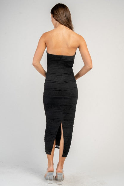 3D NOVELTY KNIT TUBE MIDI DRESS