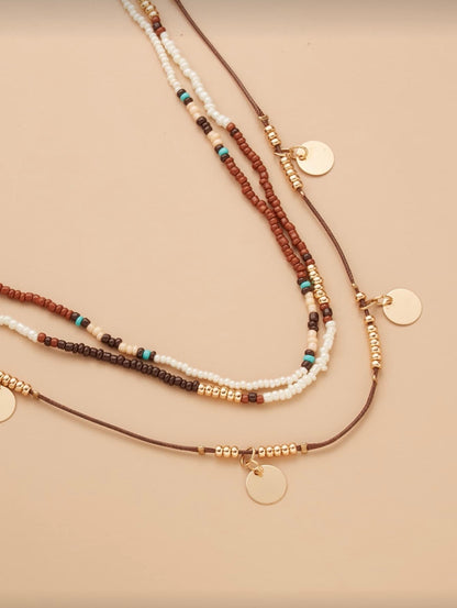 3 PCS DISC CHARM NECKLACE