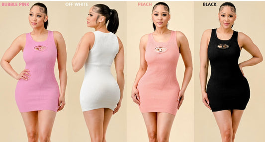 CUT-OUT MINI KNIT BODYCON DRESS