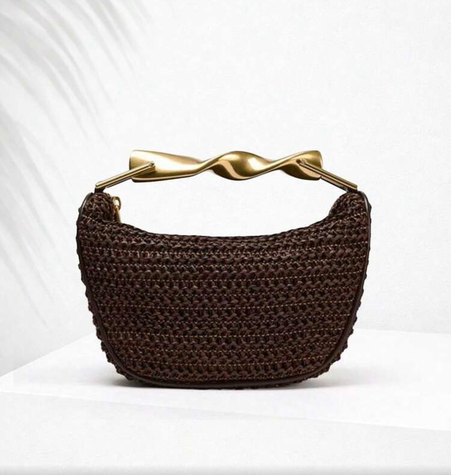 WOVEN METALLIC CUMMER CLUTCH BAG
