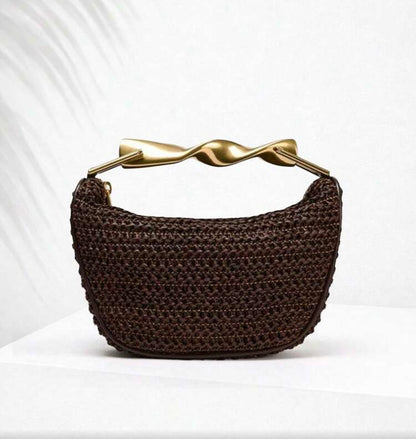 WOVEN METALLIC CUMMER CLUTCH BAG