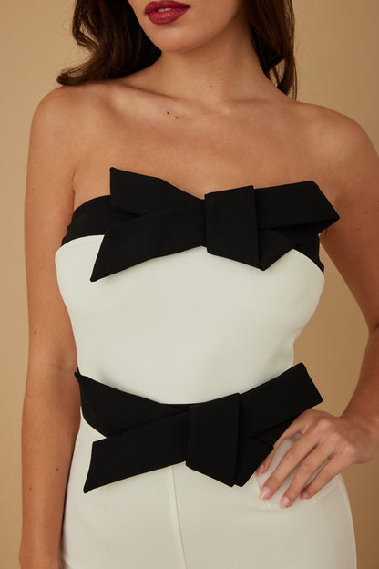TWO RIBBON WRAL STRAPLESS JUMPSUIT