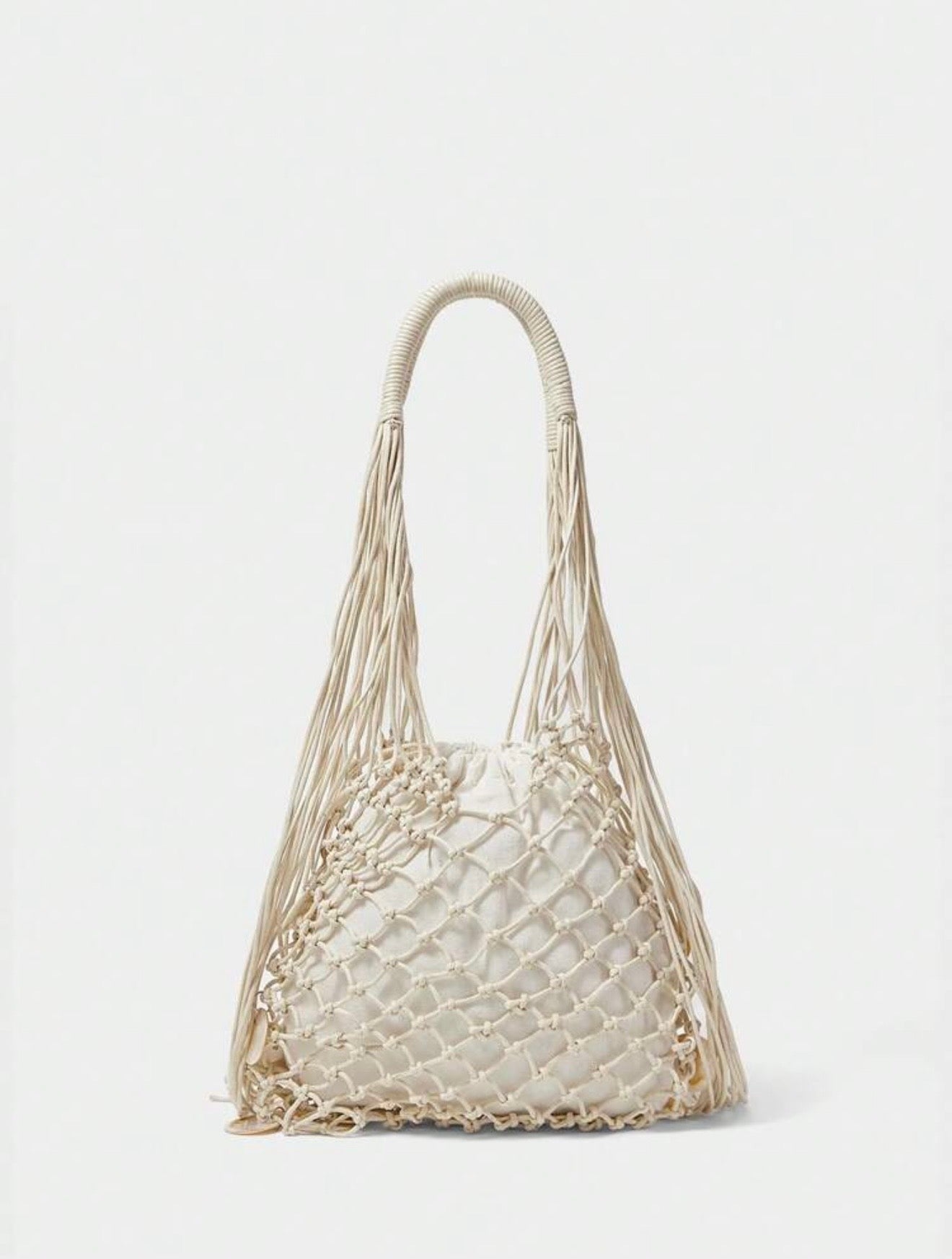 SHELL CROCHET TASSEL BEACH HANDBAG