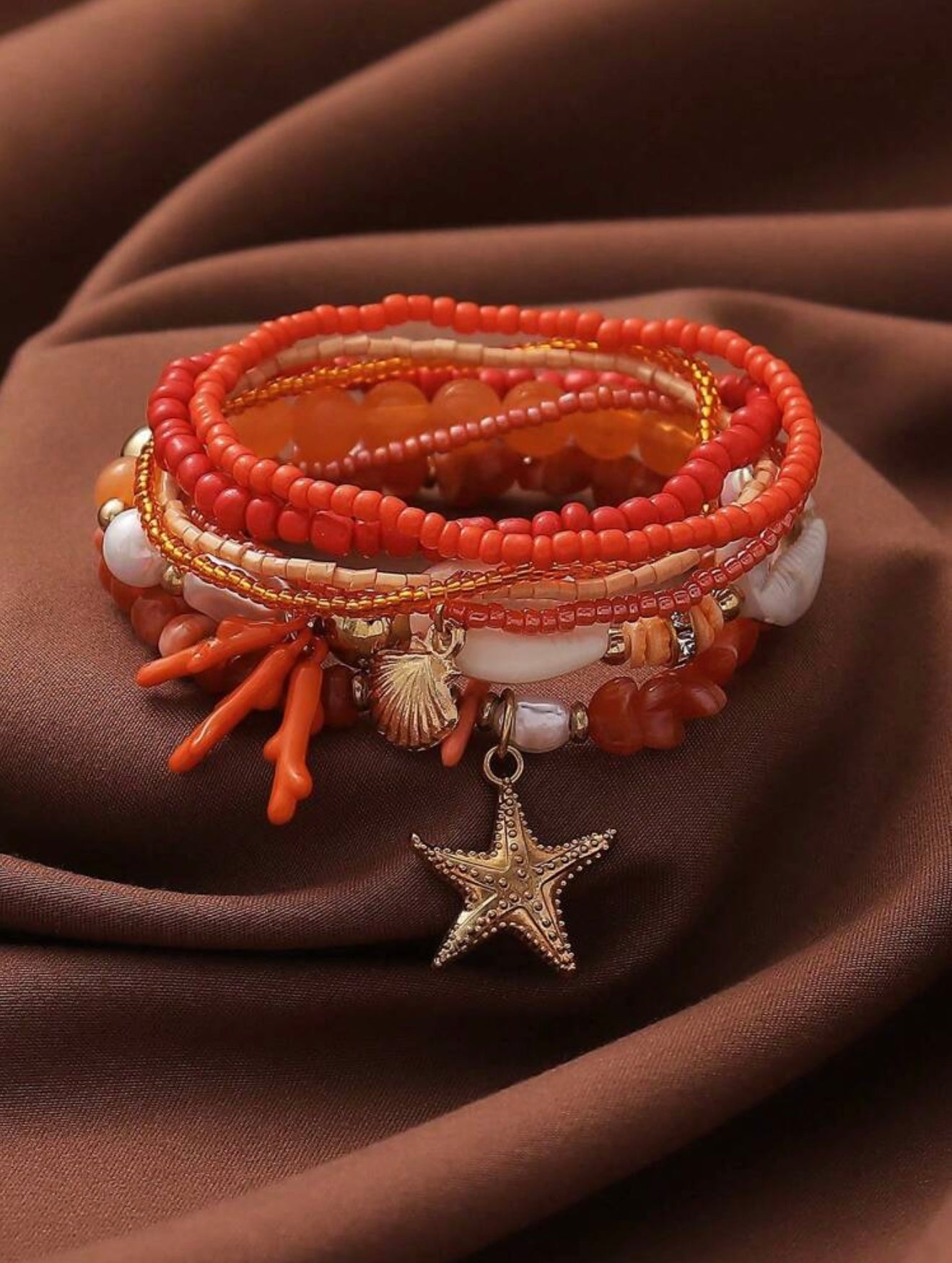 6 PCS BEADED ELASTIC BRACELET