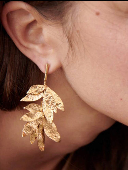 TEXTURED MULTI LAYER LEAF EARRINGS