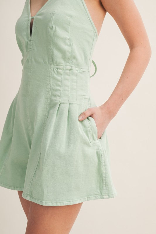 BACKLESS STRAPPY FLARE ROMPER