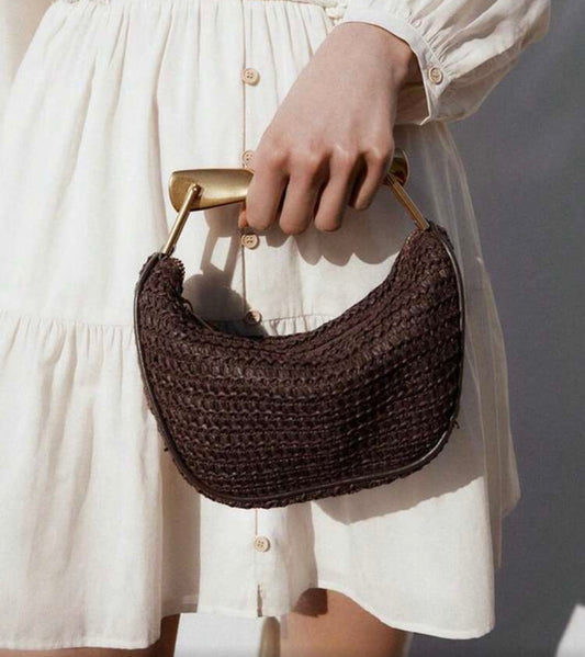 WOVEN METALLIC CUMMER CLUTCH BAG