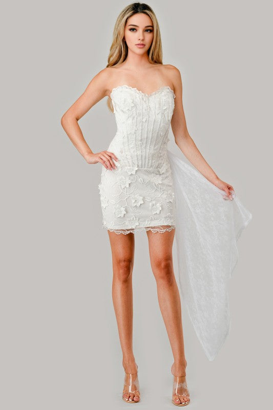 SEQUINS LACE MINI DRESS