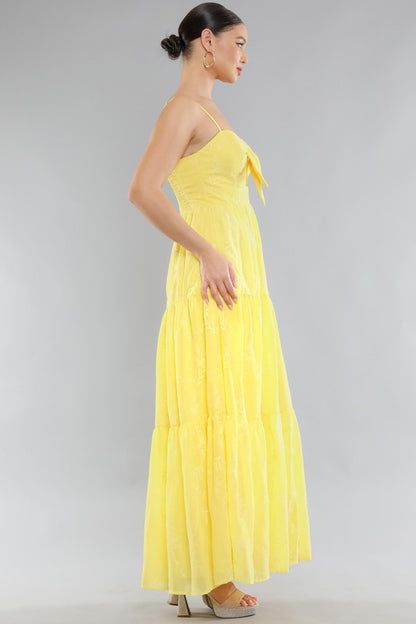 Spaghetti Front Tie Keyhole Maxi Dress