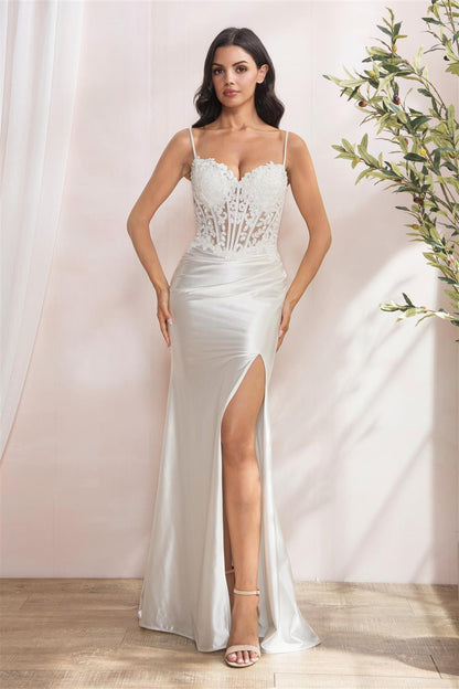 APPLIQUE BEAD BODY W/BONING AND LACE UP BACK SLIM COCKTAIL DRESS
