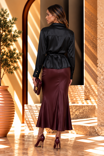 LONG SLEEVES SARIN BLOUSE WITH BELT