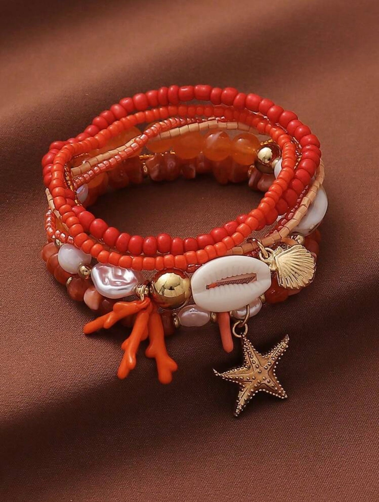 6 PCS BEADED ELASTIC BRACELET