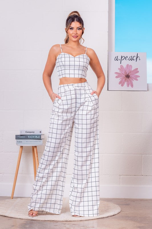 PLAID CROP TOP AND PANTS SET