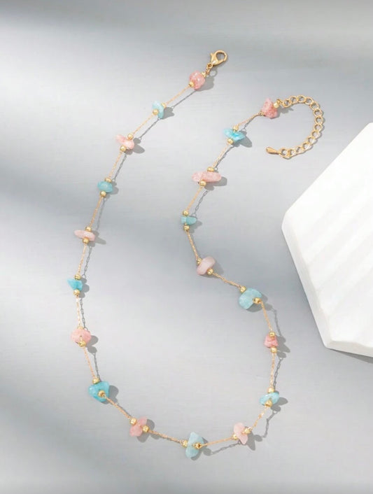 ASYMMETRICAL SHAPED HANDMADE STONE NECKLACE