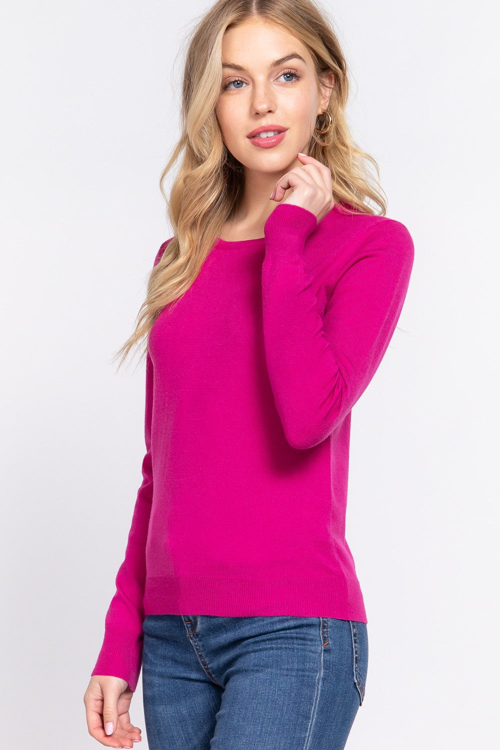 LONG SLEEVE CREW NECK BASIC SWEATER