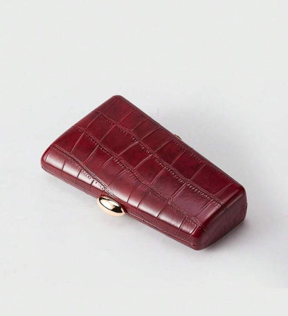 CROCODILE EMBOSSED CHAIN ASKED ASYMMETRIC EVENING CLUTCH BAG