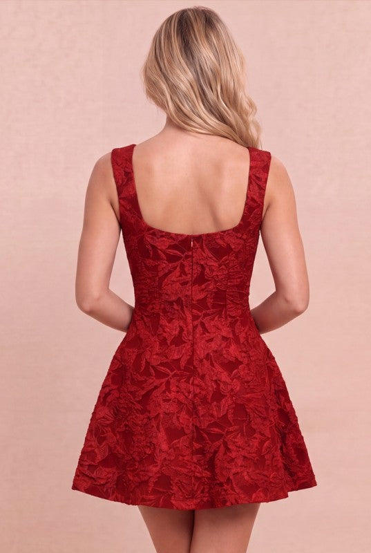 SQUARE NECK FLARE MINI DRESS