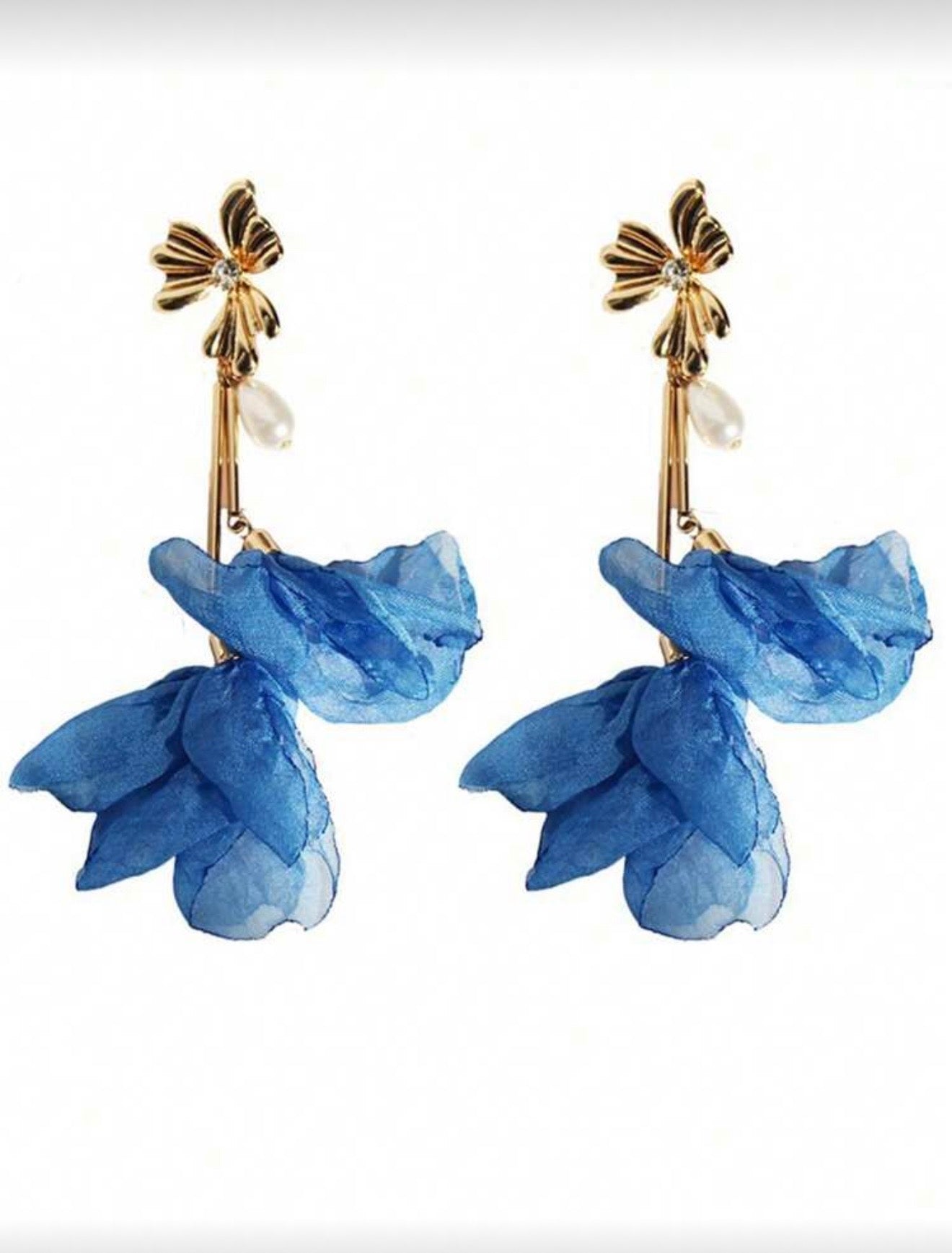 MESH BLUE FLOWER EARRINGS