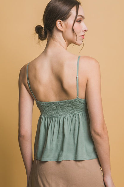 LACE TRIM LINEN TOP