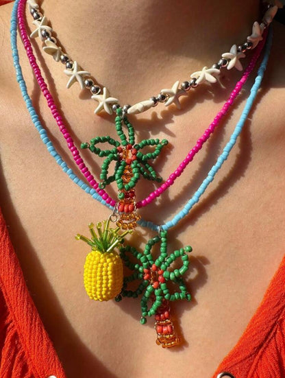 SUMMER PINEAPPLE BEADED NECKLACE