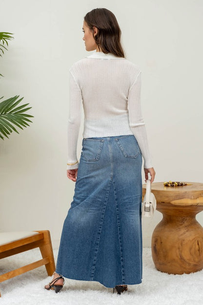 SOLID COLLARED KNIT TOP