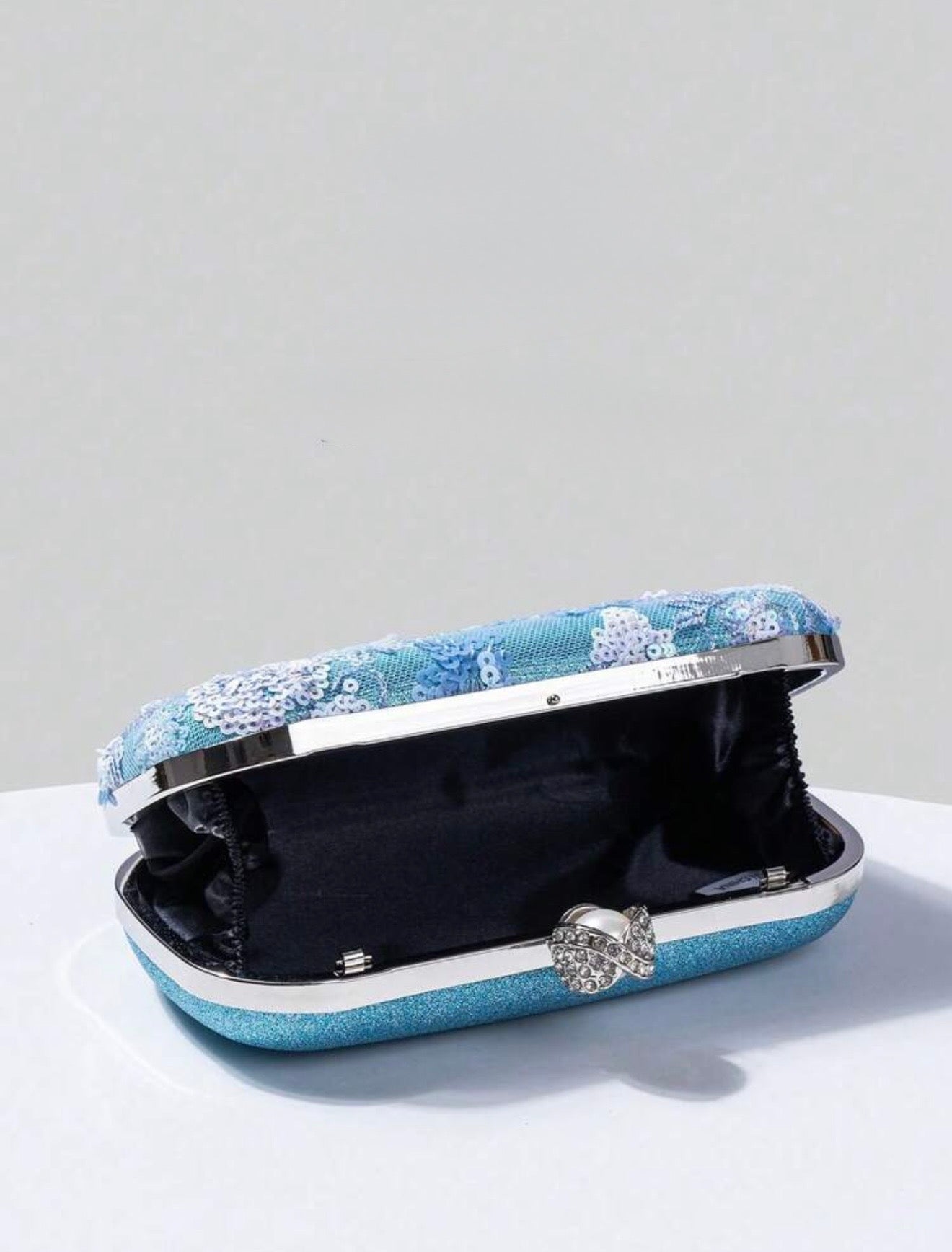 FLORAL SEQUIN EVENING CLUTCH BAG