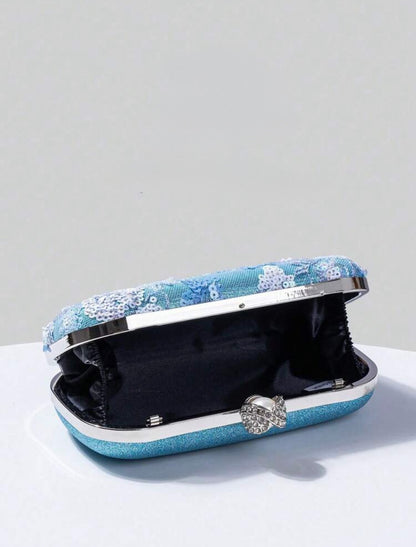 FLORAL SEQUIN EVENING CLUTCH BAG