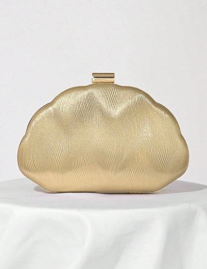 SEASHELL PU LEATHER BOX SHAPED EVENING CLUTCH BAG