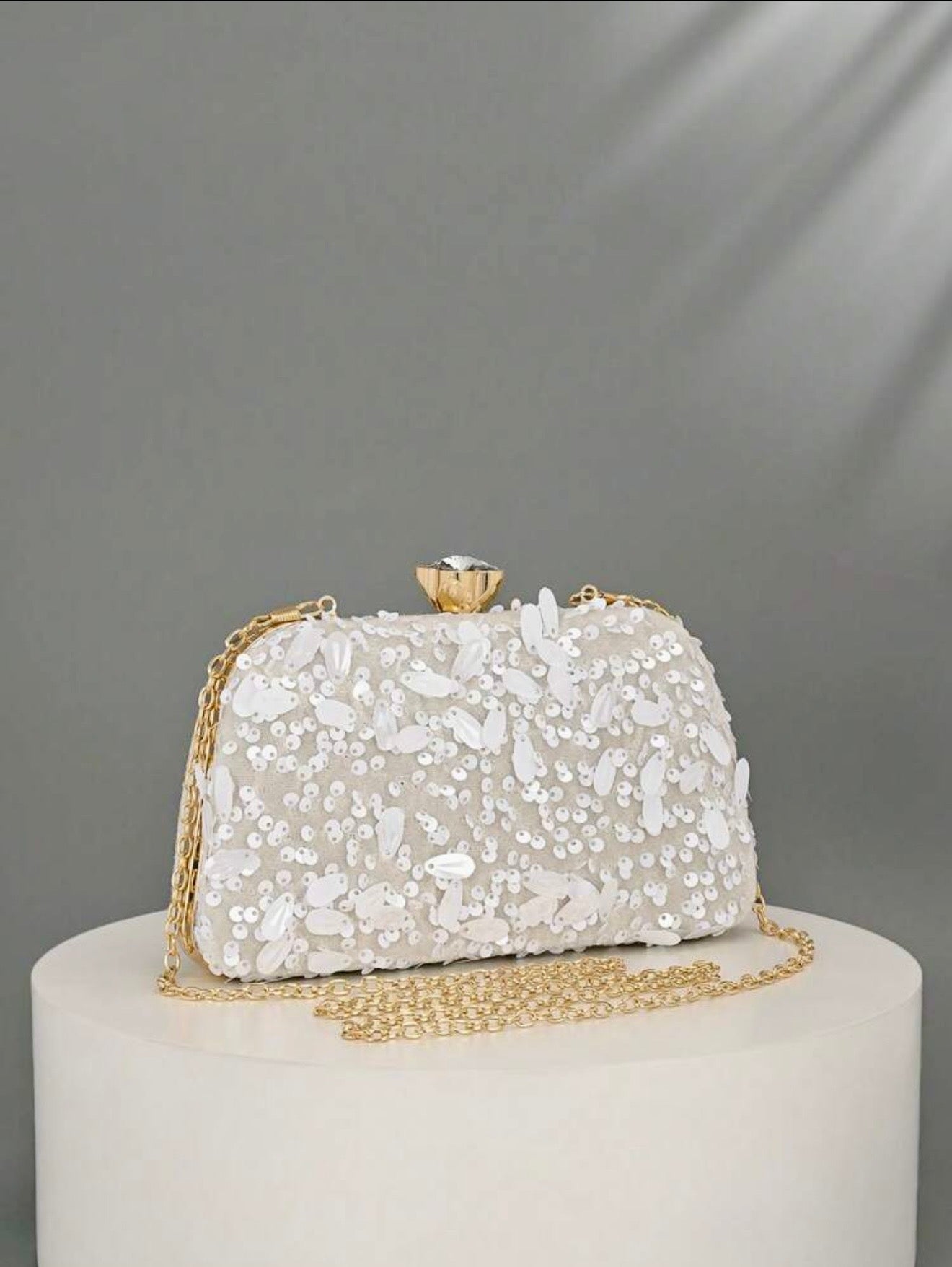FLORAL PATTERN SEQUINED EVENING CLUTCH BAG