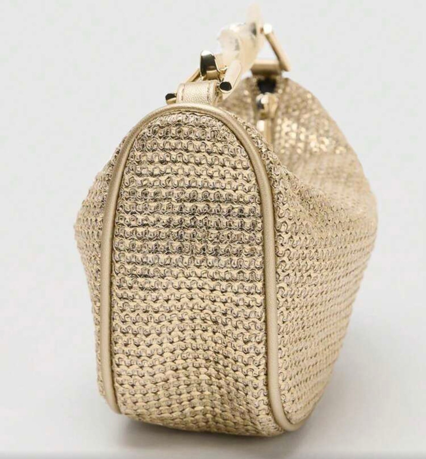 WOVEN METALLIC CUMMER CLUTCH BAG