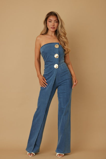 OPEN FLAP LAYER STRAPLESS JUMPSUIT