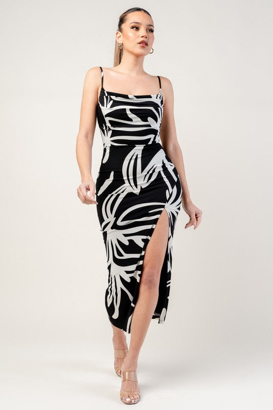 ITY PRINTED MIDI DRESS WITH SIDR SLIT