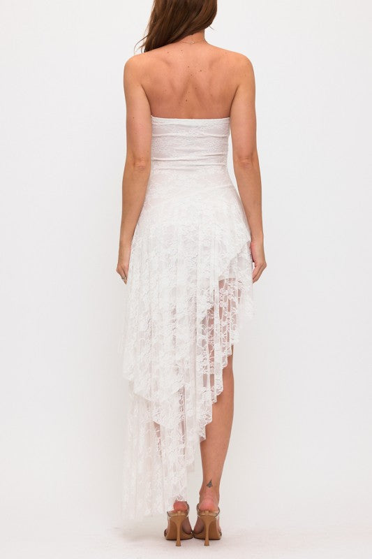 LACE DOUBLE LAYER ASYMMETRICAL MAXI DRESS – Bella Chica